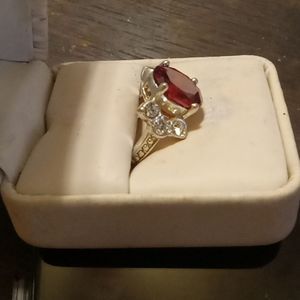 925 Sterling Silver Garnet Ring. Size 6ish